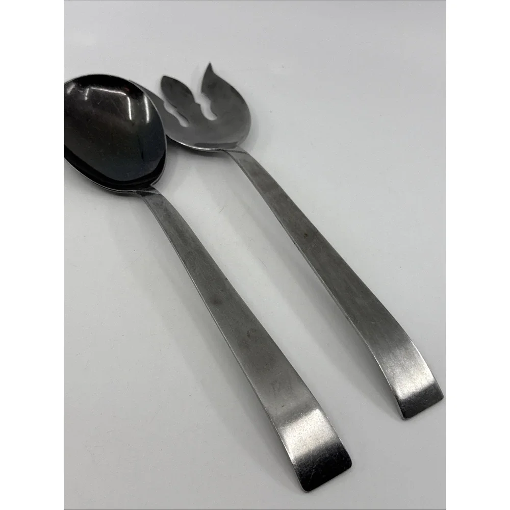 NASCO Japan Large Salad Fork & Spoon Set Serving Stainless  11.5